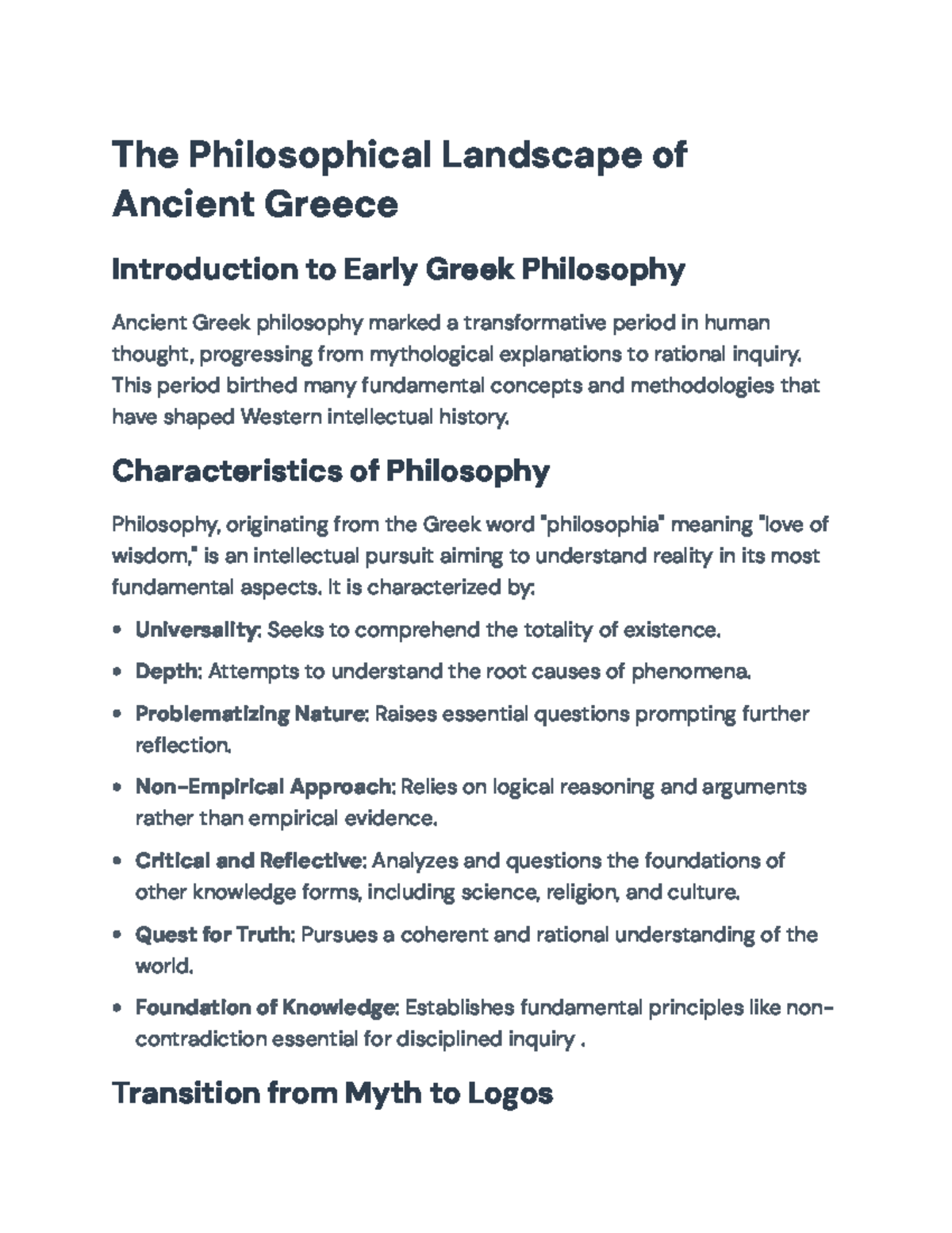 EGP 101: Introduction to Early Greek Philosophy - Key Concepts ...