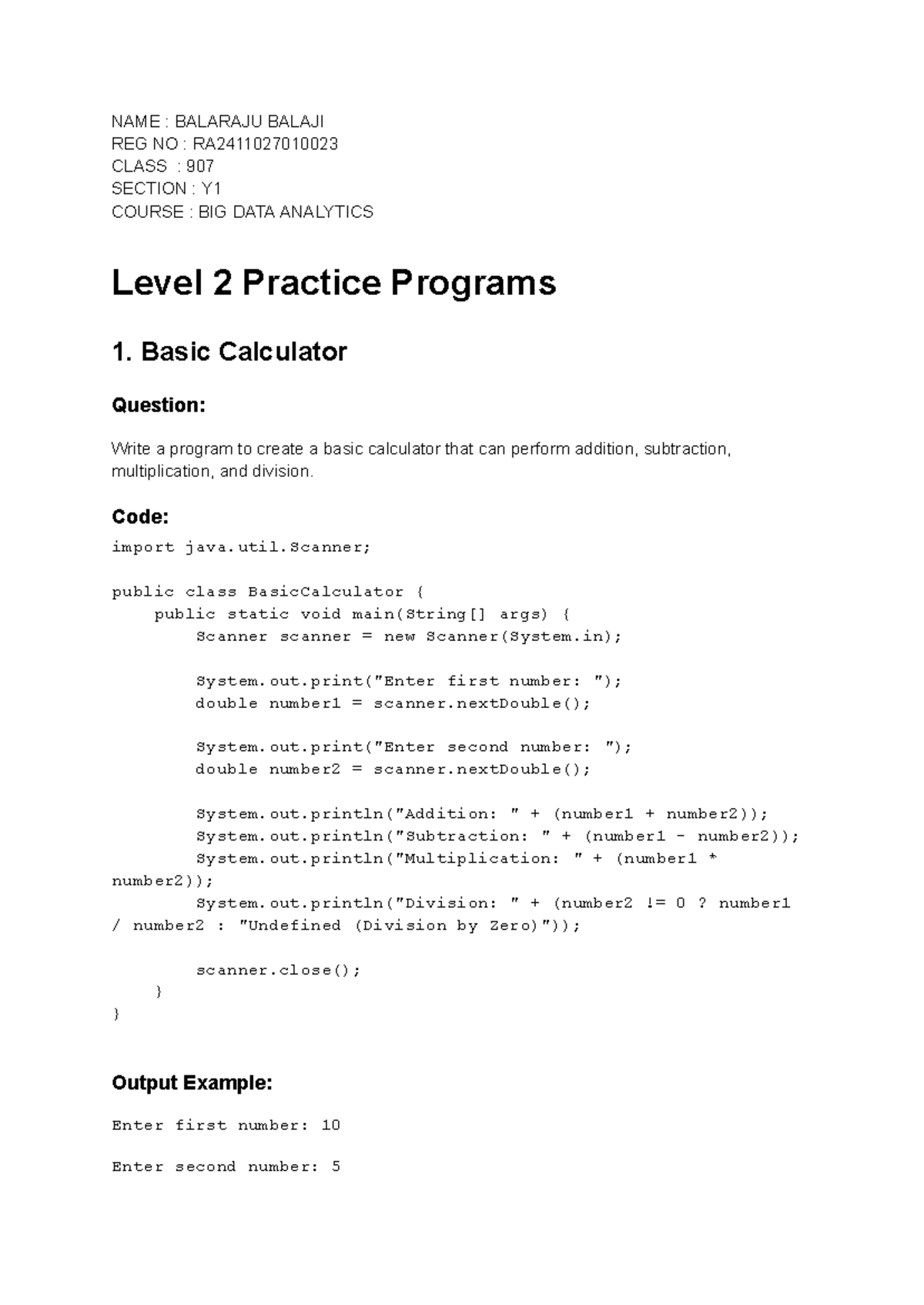 Balaji Balaraju - Week 2 - Level 2 - 8 Practice Problems - NAME ...