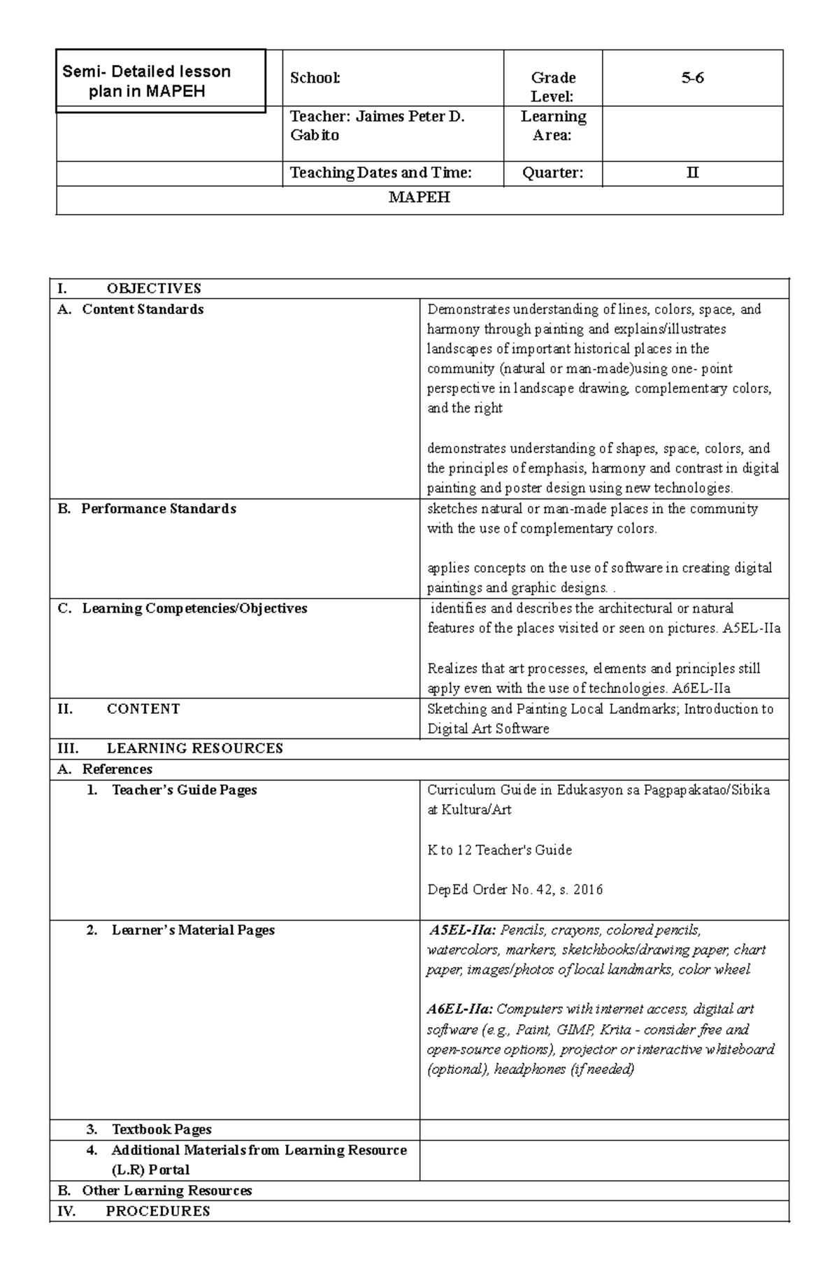 Multigrade semi detailed lesson plan - Semi- Detailed lesson plan in ...