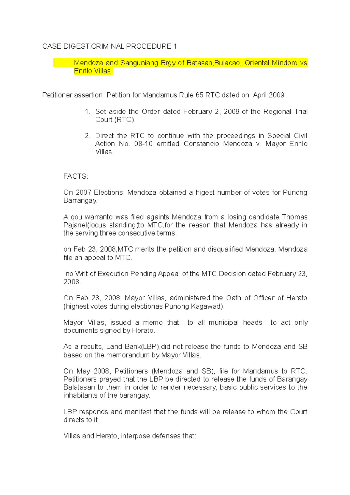 Compiled Case Digest on Criminal Procedure: Rule 111 Summary - Studocu
