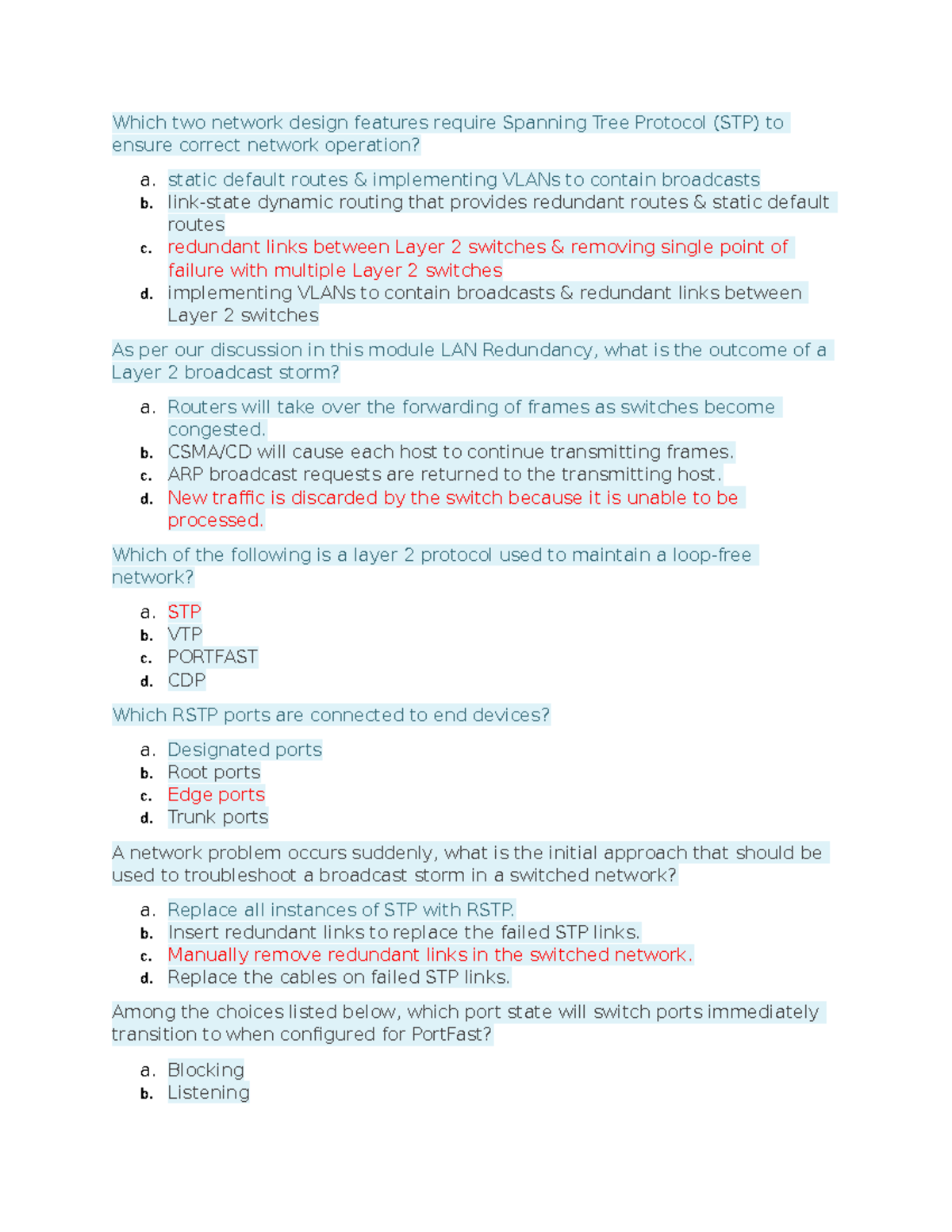 Understanding Spanning Tree Protocol: Key Network Design Features - Studocu