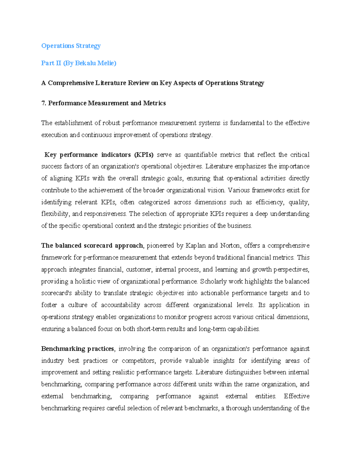 Operations Strategy Assignment: A Comprehensive Review of Key Aspects ...