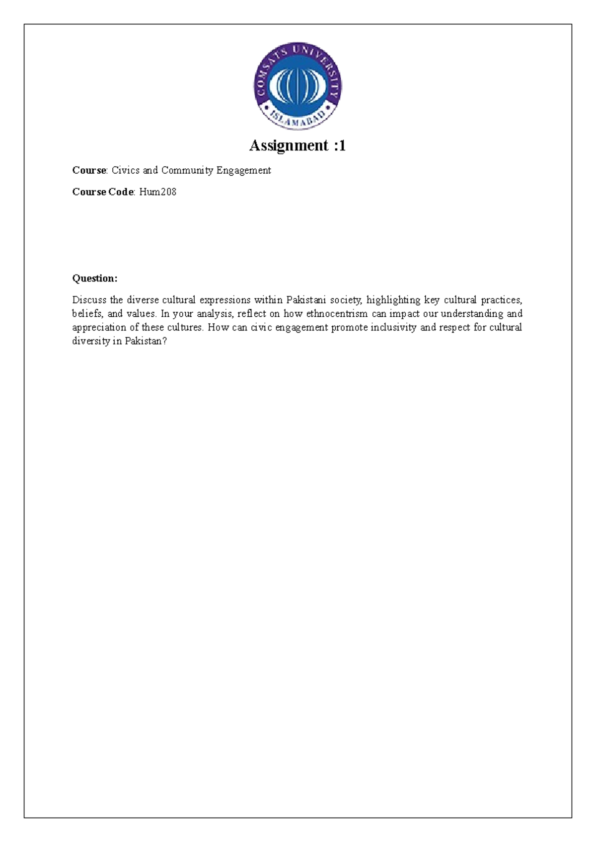 Civics assignment - civic and community engagement - Assignment ...