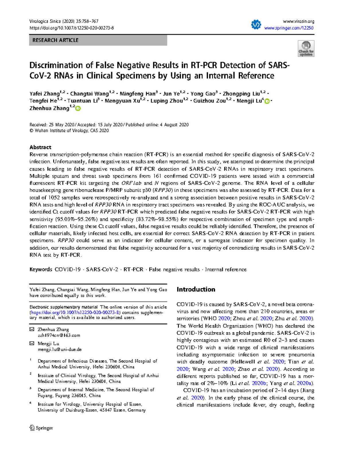 12250 2020 Article 273 - RESEARCH ARTICLE Discrimination of False ...
