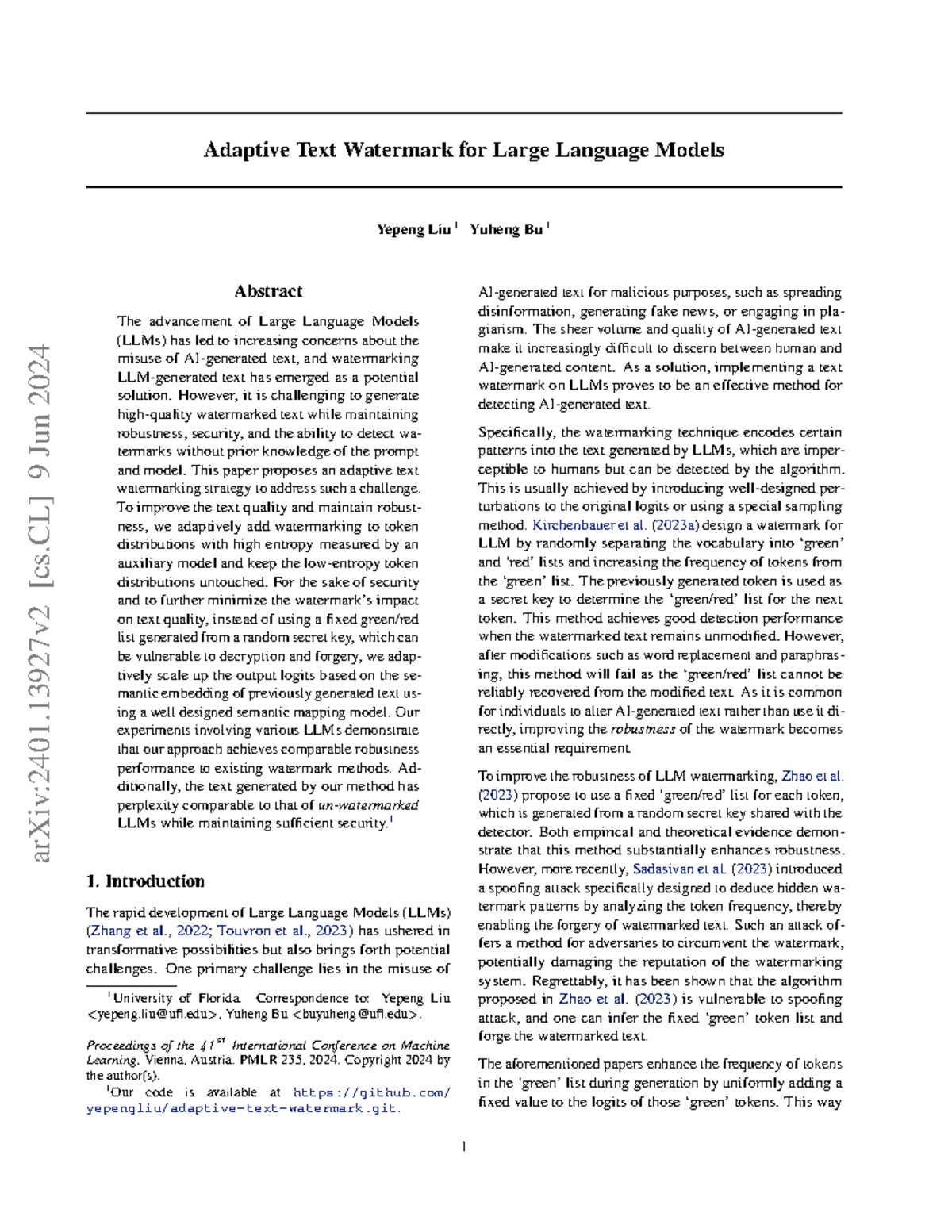 Adaptive Text Watermarking for LLMs: A Robust Approach - Studocu