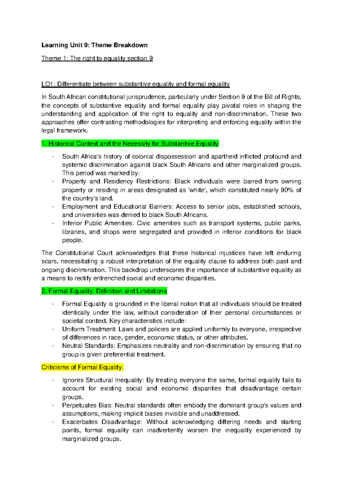 Constitutional Law and Human Rights: Learning Unit 9 Overview - Studocu
