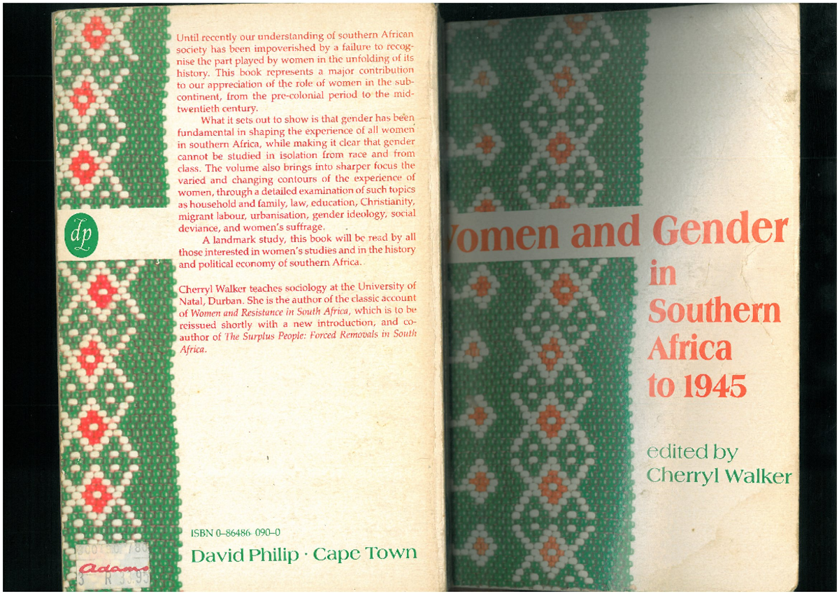 Women and Gender in Southern Africa to 1945: A Critical Overview - Studocu