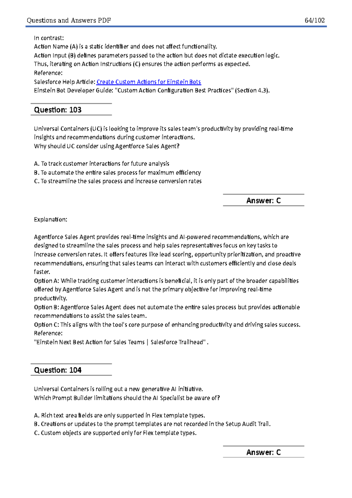 Agentforce specialist demo: Questions and answers PDF for UC - Studocu