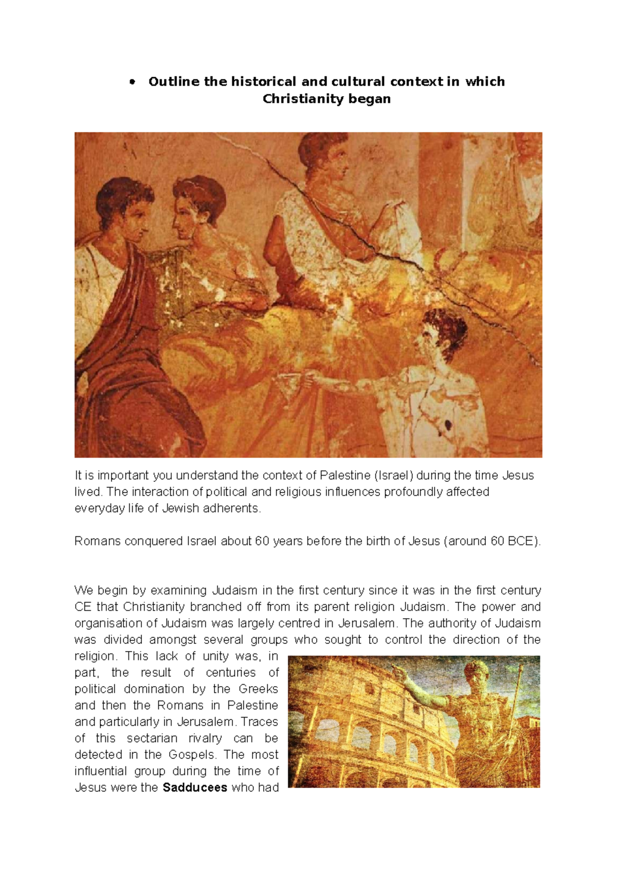 Historical & Cultural Context of Christianity's Origins (3D) - Studocu