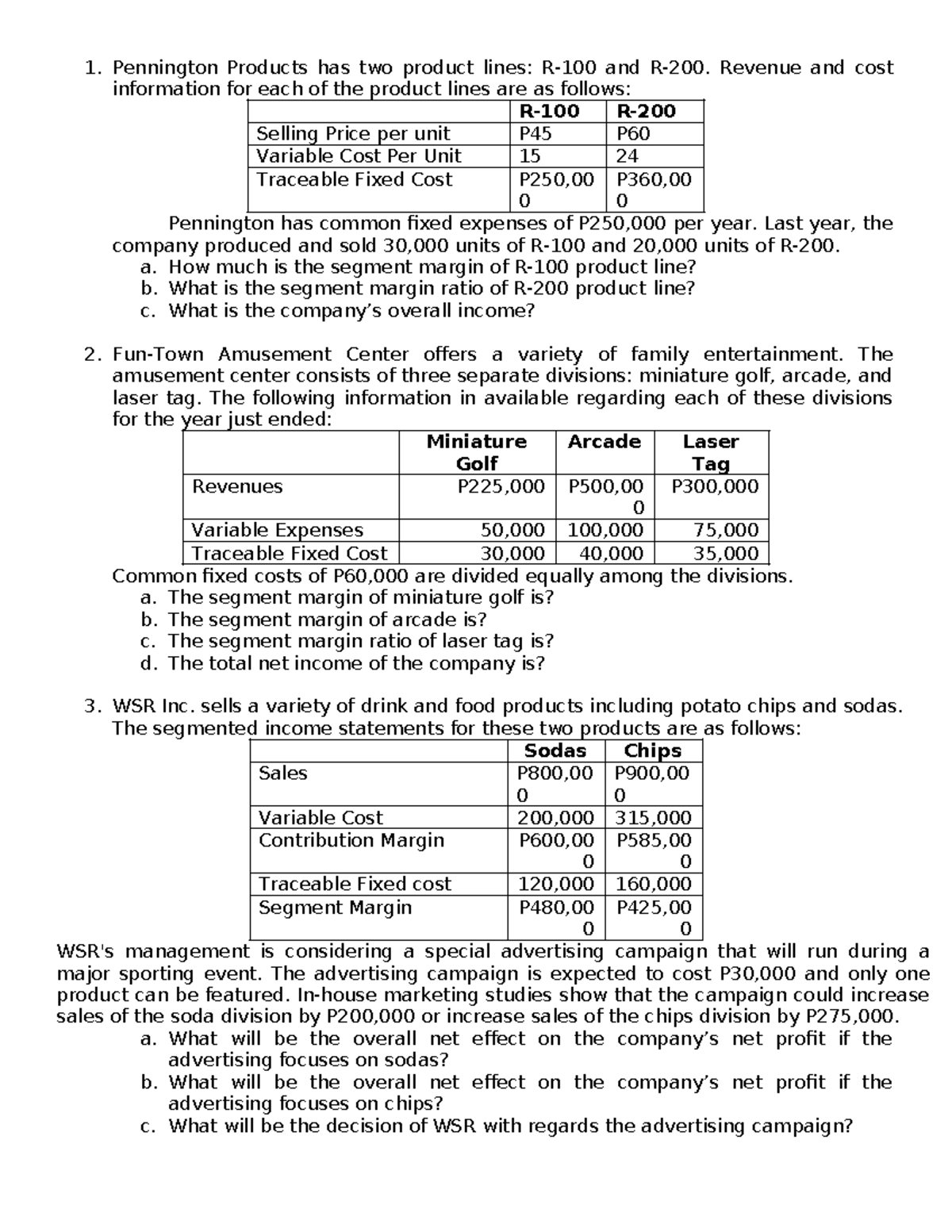 Responsibility Accounting: Basic Exercises and Solutions - Studocu