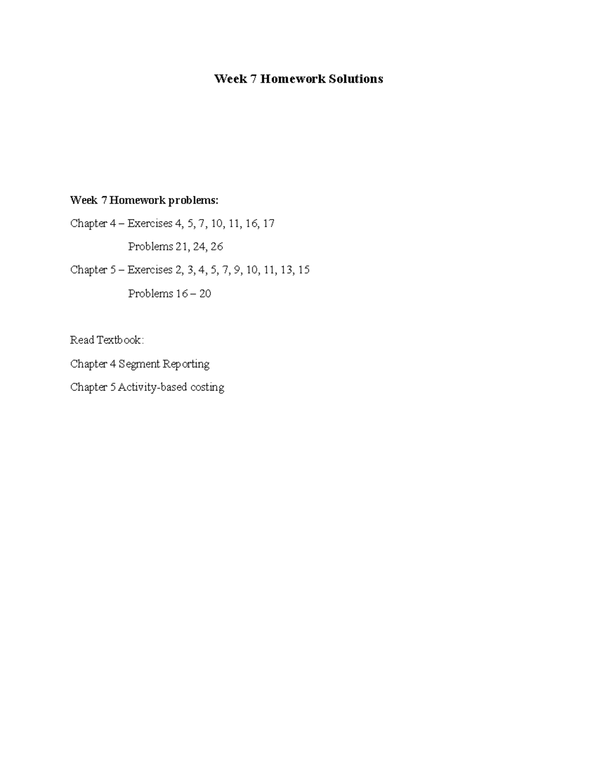 Week 7 Homework Solutions for Accounting Concepts (Ch. 4 & 5) - Studocu