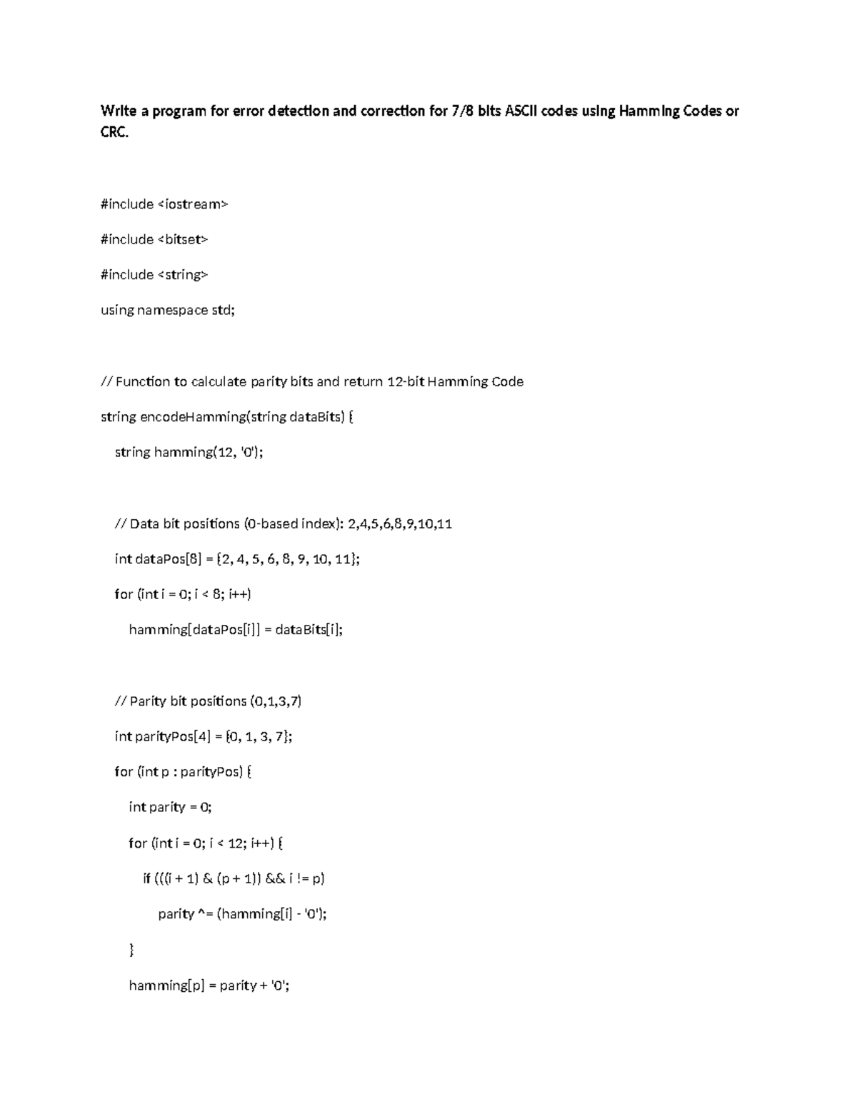CNS Practical No-2: Hamming Code Error Detection & Correction - Studocu