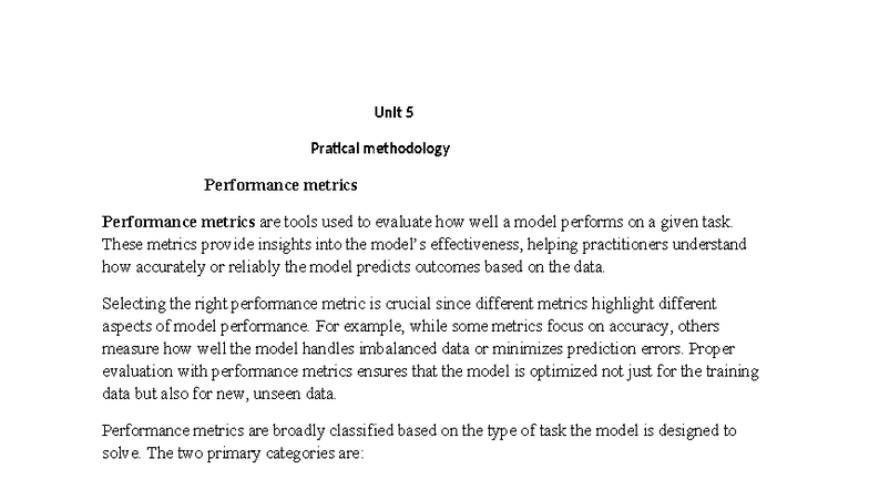 Unit 5: Practical Methodology & Performance Metrics in Deep Learning ...