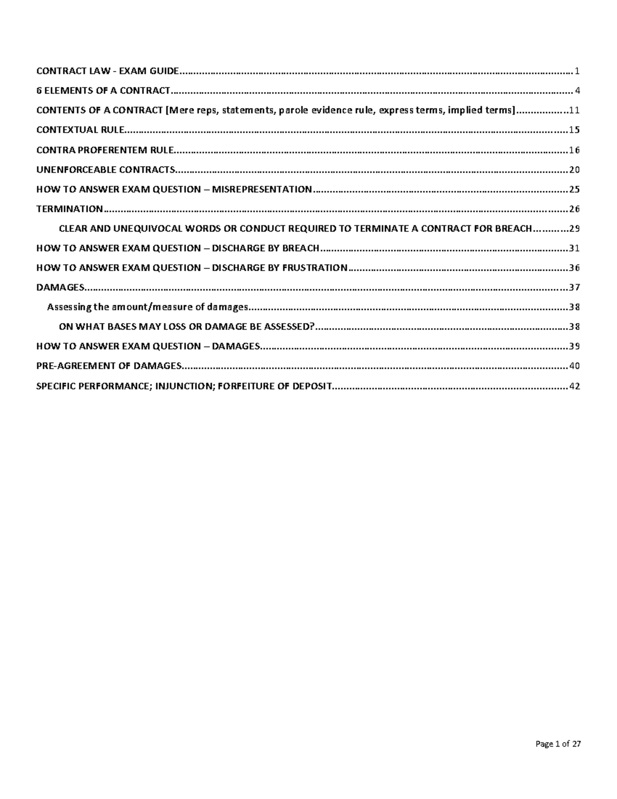 Contract Law Exam Guide: Key Elements and Exam Strategies - Studocu