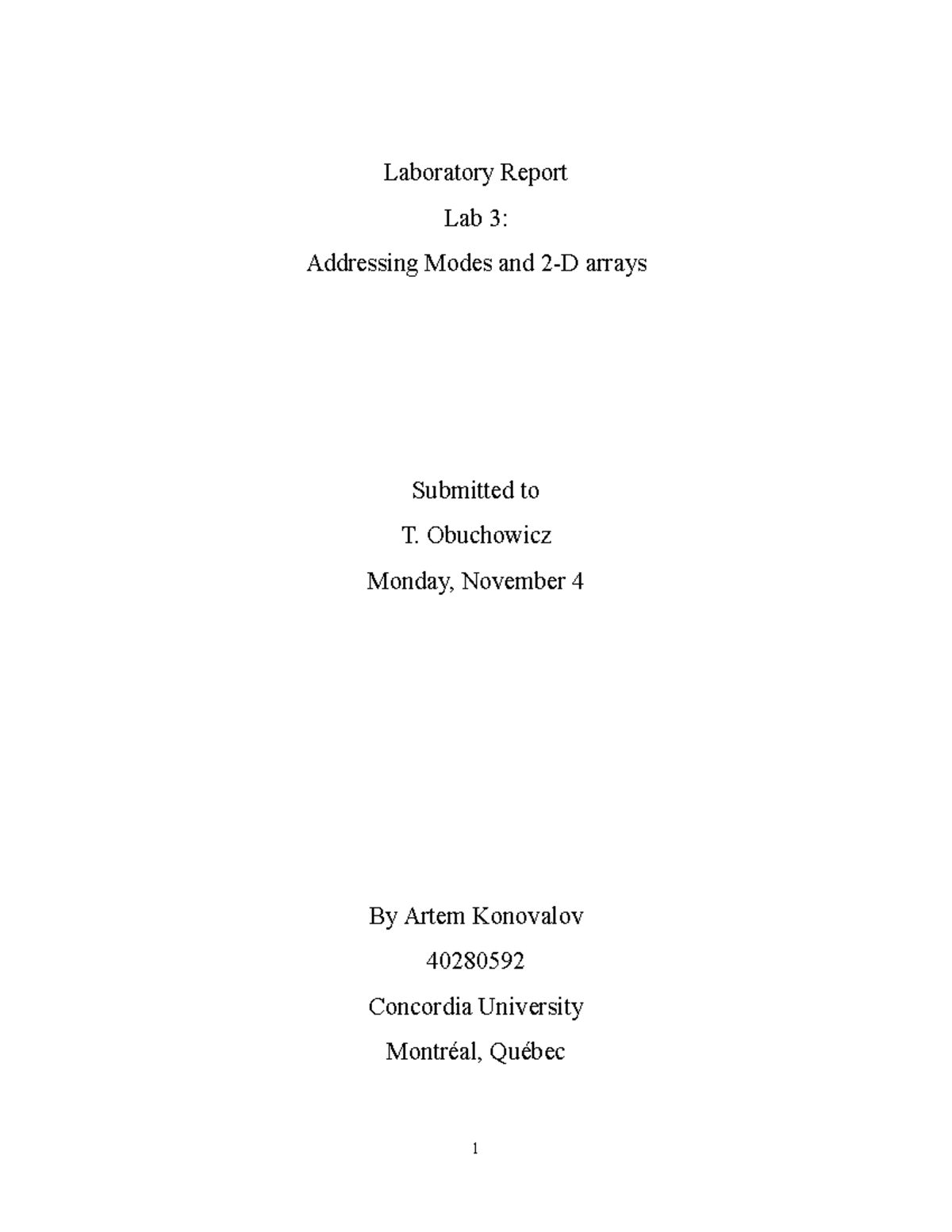 COEN 311 LAB 3 - Addressing Modes & 2-D Arrays Report - Studocu