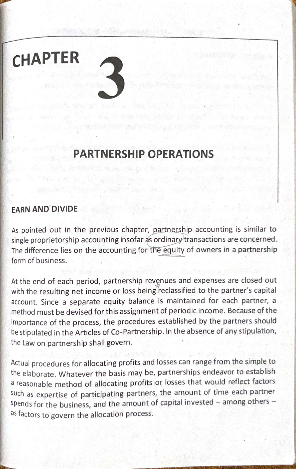 CHAPTER 3: PARTNERSHIP OPERATIONS - EARNINGS AND DISTRIBUTION - Studocu