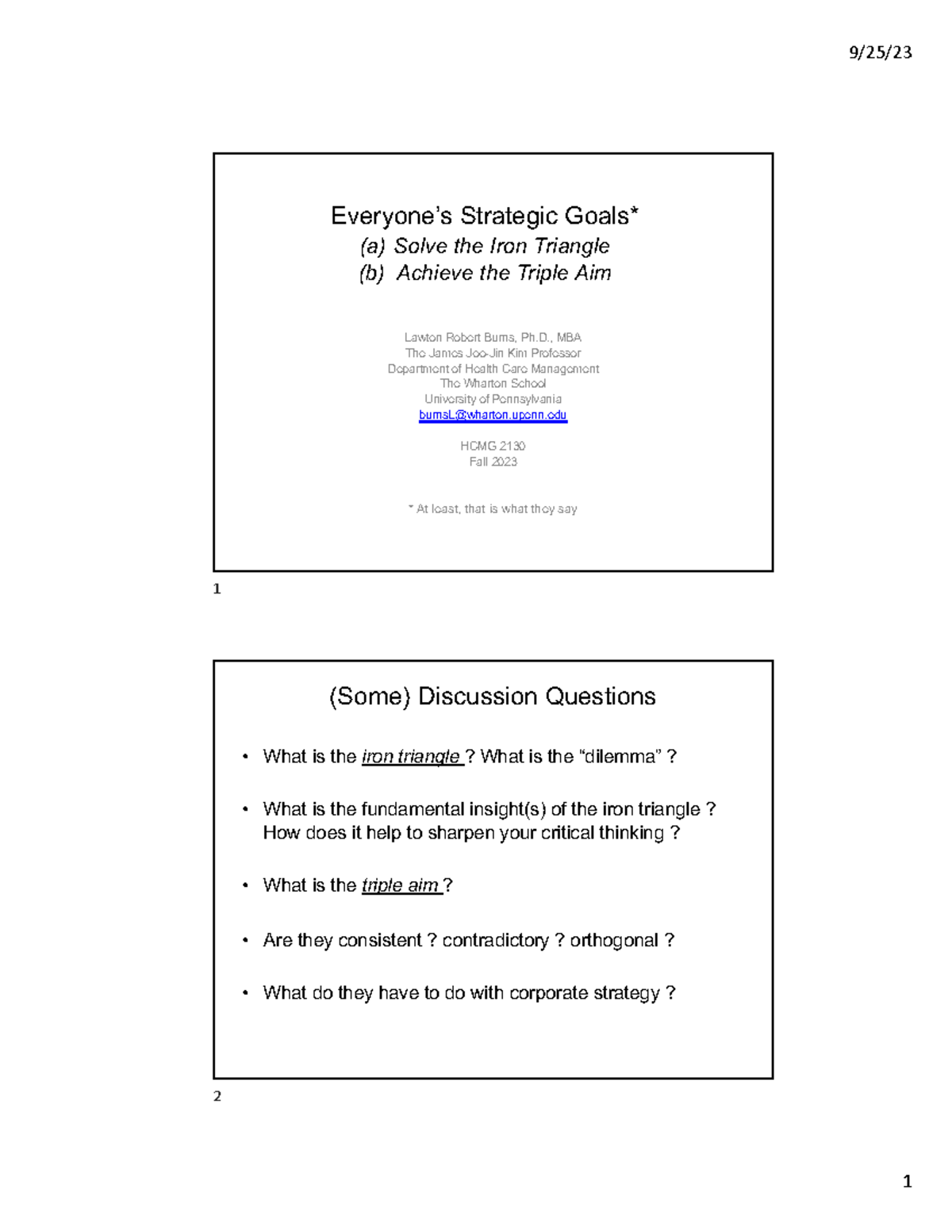 HCMG2130.2023.Iron Triangle & Triple Aim - Everyone’s Strategic Goals ...