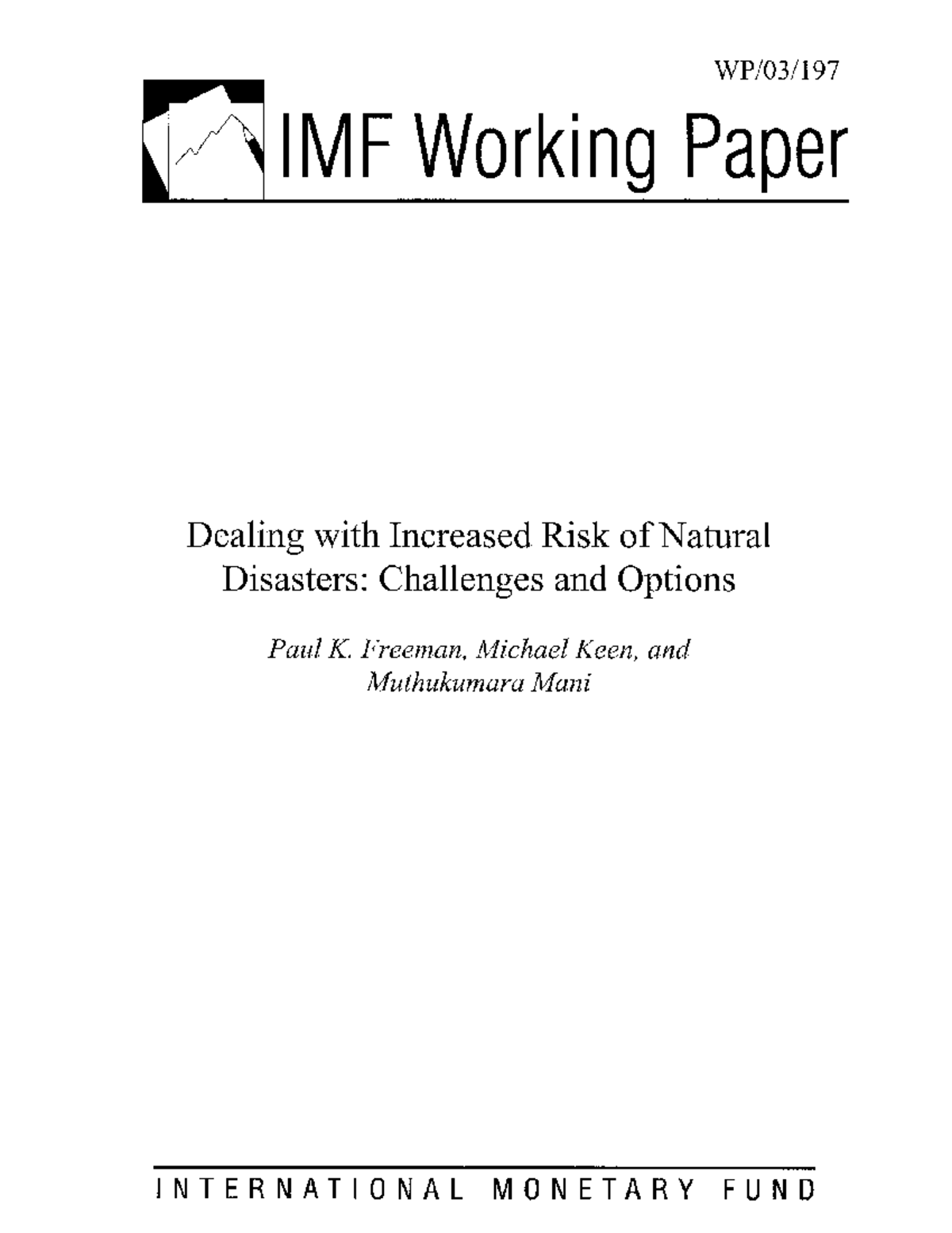 Earth systems and generalisation - IMF Working Paper Dealing with ...