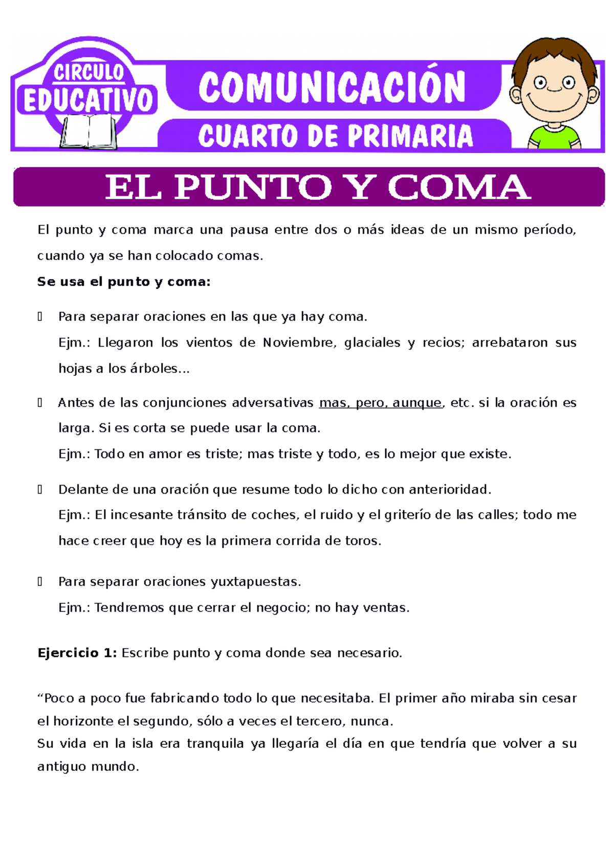 Hojas De Trabajo Con Punto Y Coma Ficha De Actividad: Uso De Comas