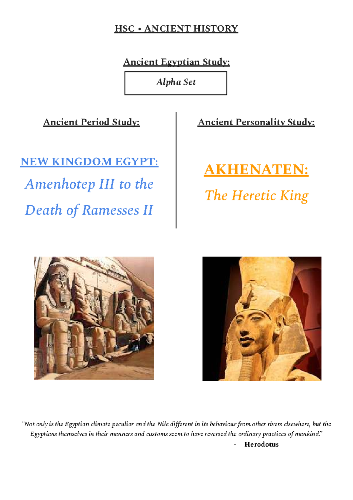 HSC ANCIENT HISTORY: New Kingdom Egypt & Akhenaten Study Notes - Studocu