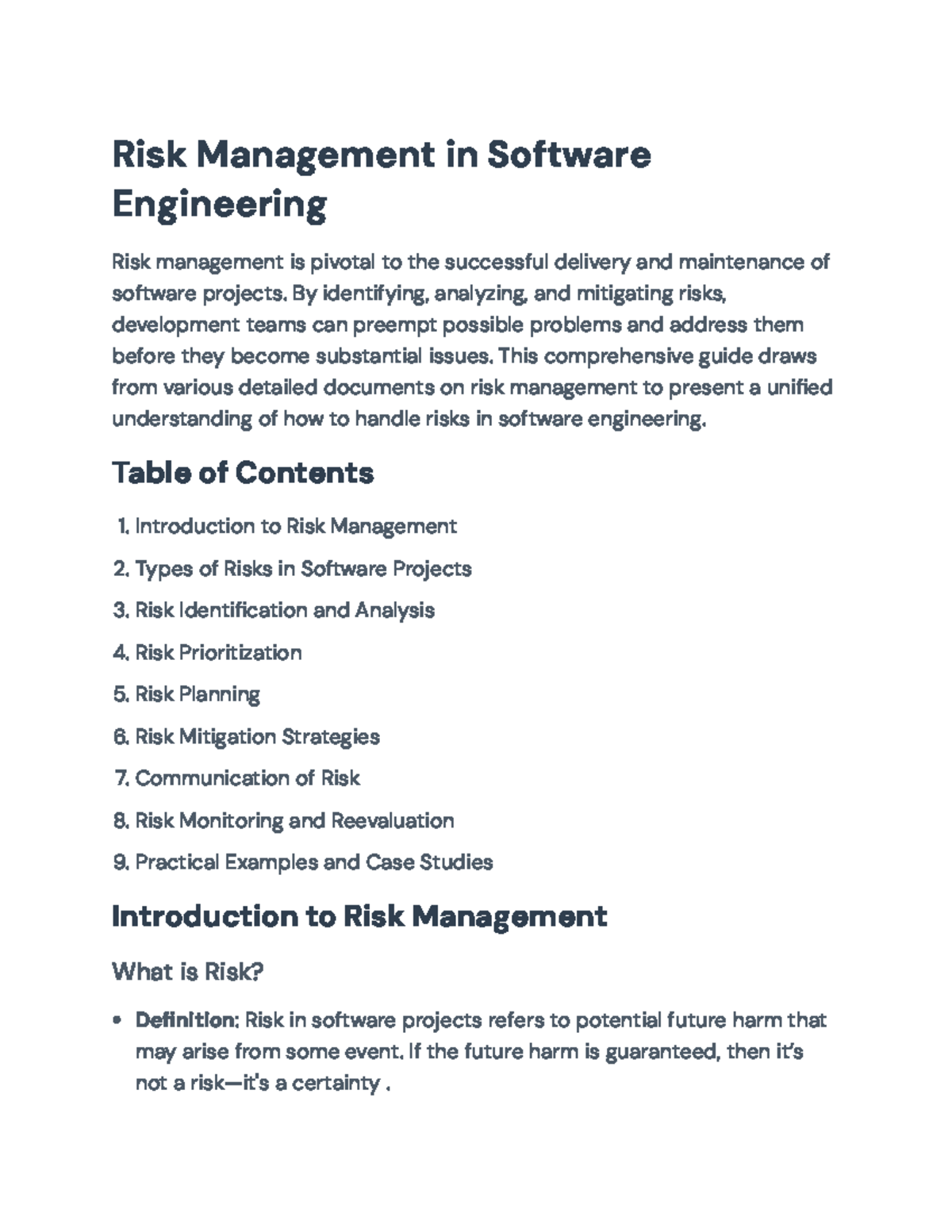 Risk Management Strategies in Software Engineering: A Comprehensive ...