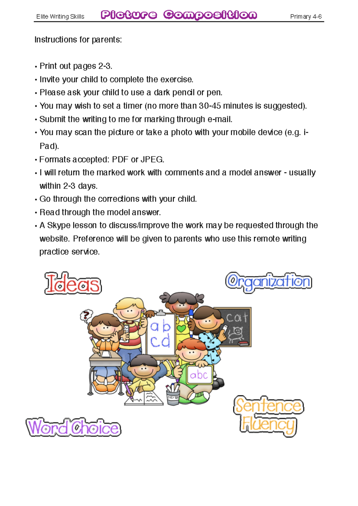 Picture Compositions for Class 6 - Worksheet 1 Exercise - Studocu