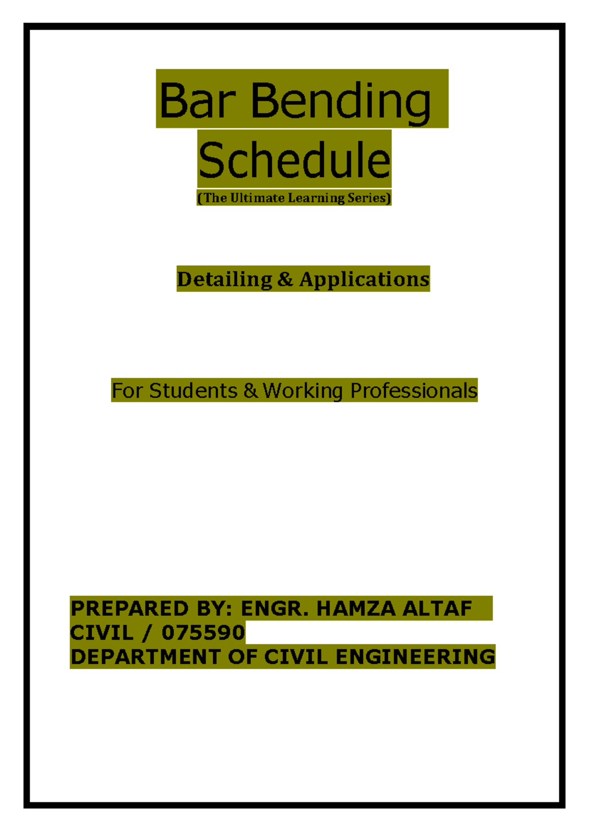 Bar Bending Schedule (BBS) for Civil Engineering Students - ENGR. HAMZA ...