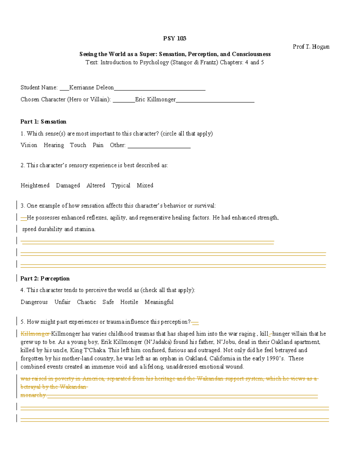 PSY 103 Sensation, Perception, and Consciousness Worksheet - KFD - Studocu