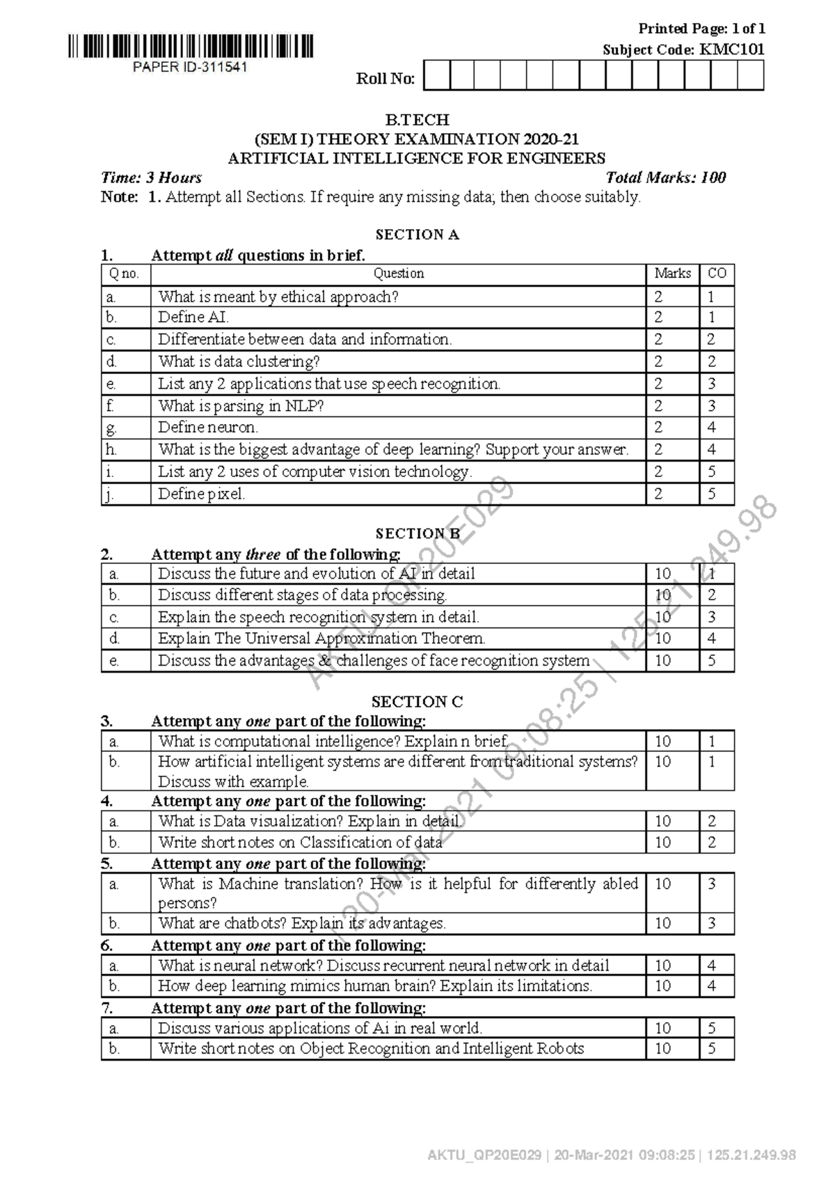 Artificial Intelligence Theory Exam Notes - KMC101 - Studocu