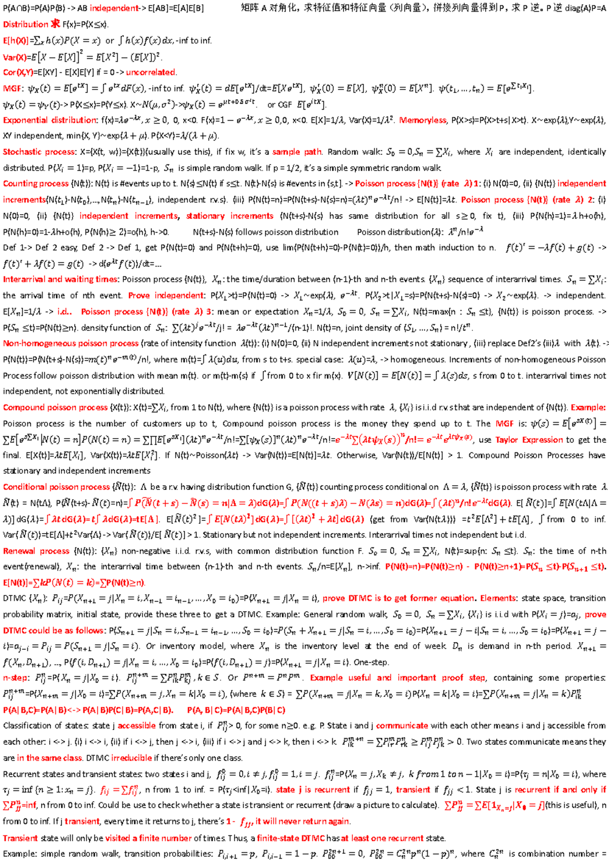 SEEM5580 Midterm Cheat Sheet: Key Concepts and Formulas - Studocu