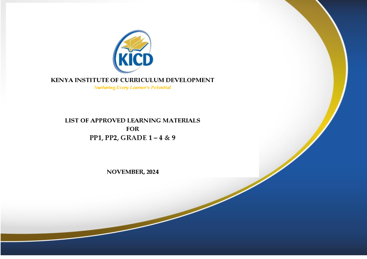 LIST OF Approved Materials FOR PP1 PP2 Grade 1 4 9 November 2024 1 ...