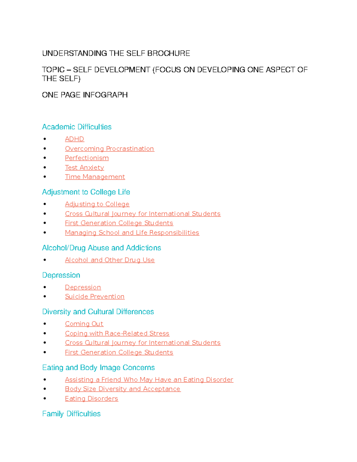 Self Development Strategies: Understanding the Self Brochure - Studocu