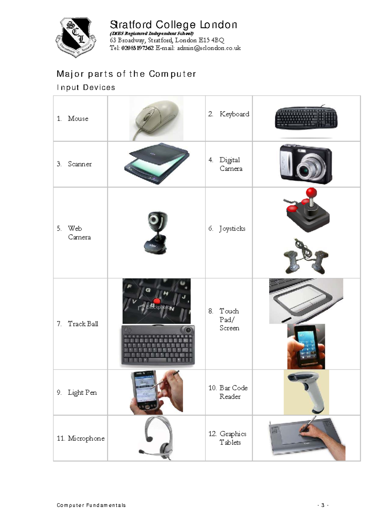 Computer Fundamentals: Major Input Devices Overview - Studocu