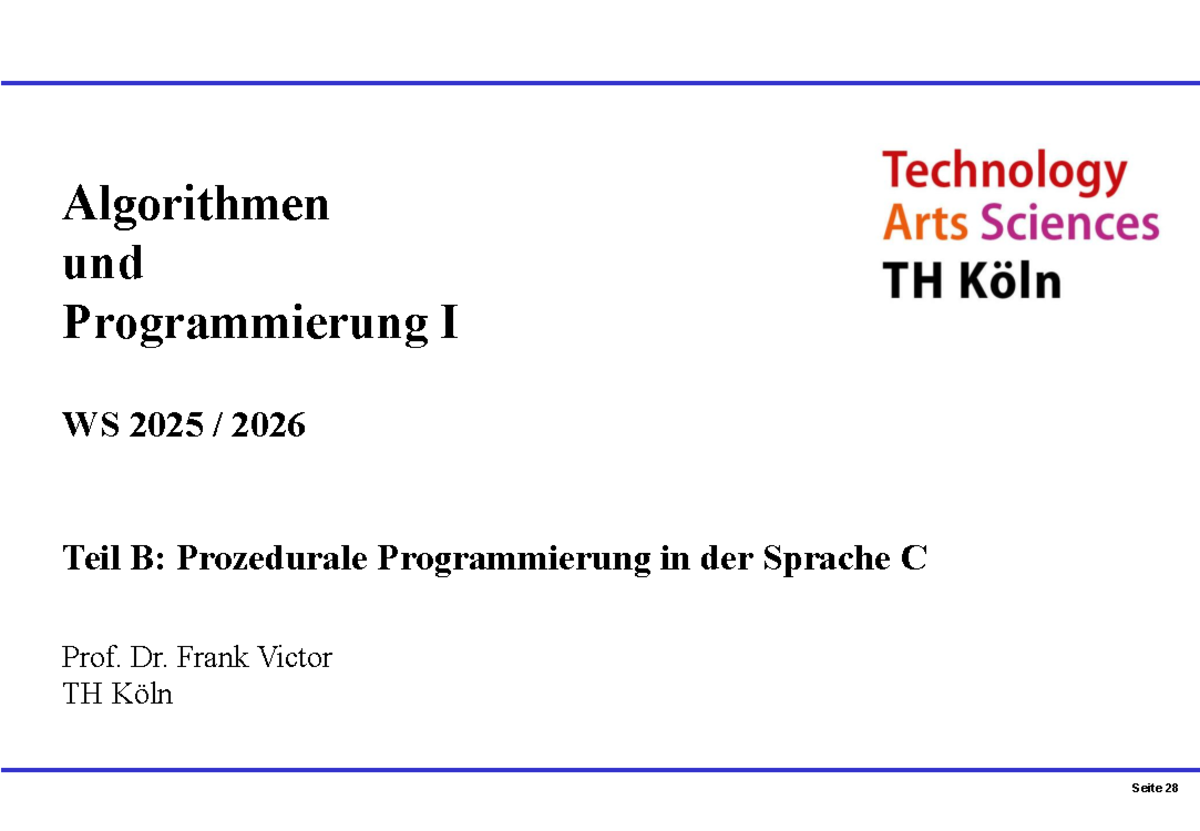 Algorithmen und Programmierung I: Prozedurale Programmierung in C - Studocu