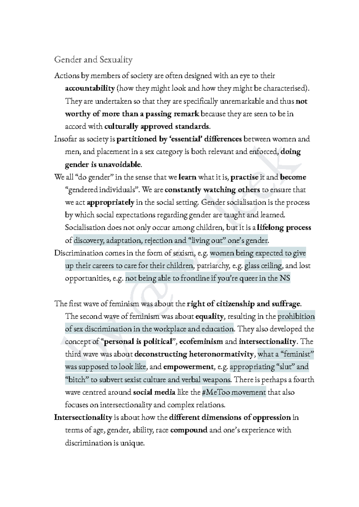 SC1101E Gender and Sexuality Notes - by @w_leek Gender and Sexuality ...