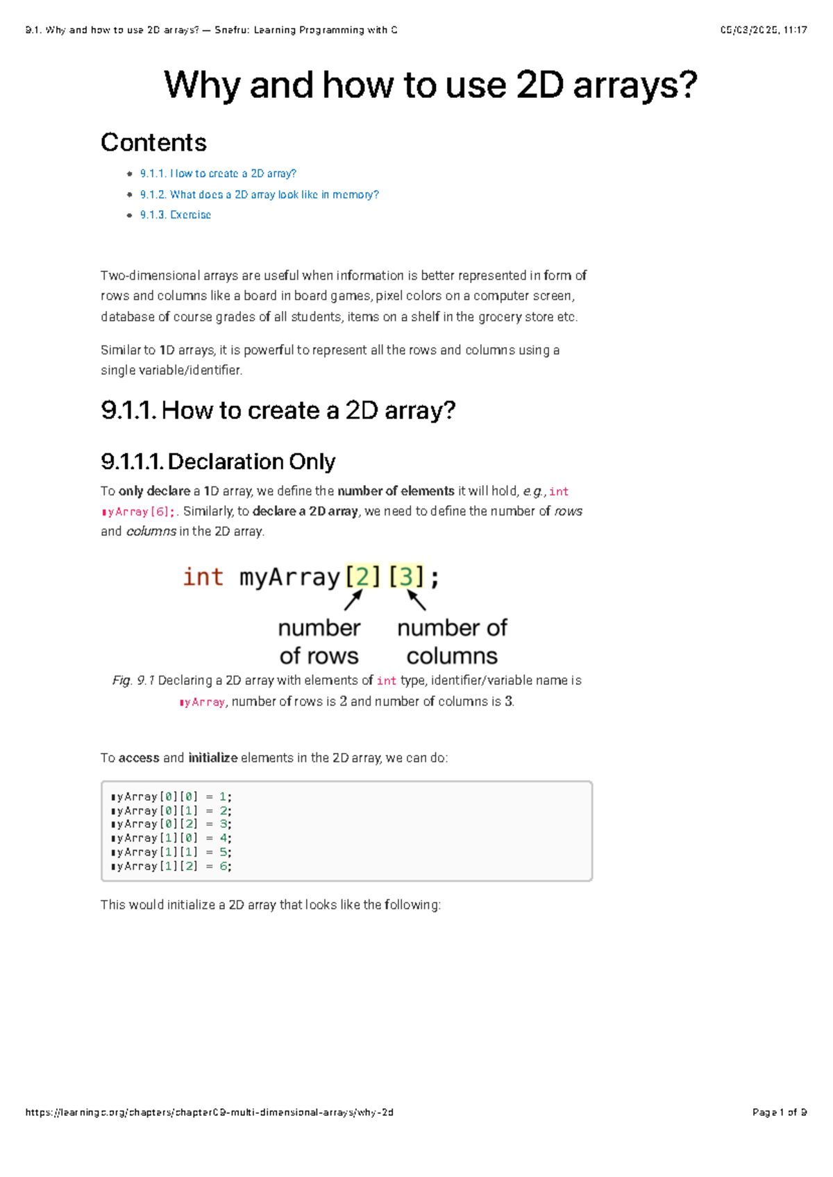 9.1. Understanding and Creating 2D Arrays in C - Snefru Programming ...