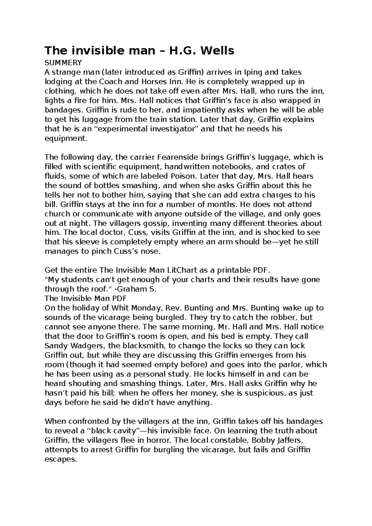 The Invisible Man (H.G. Wells) – A Comprehensive Summary Analysis ...