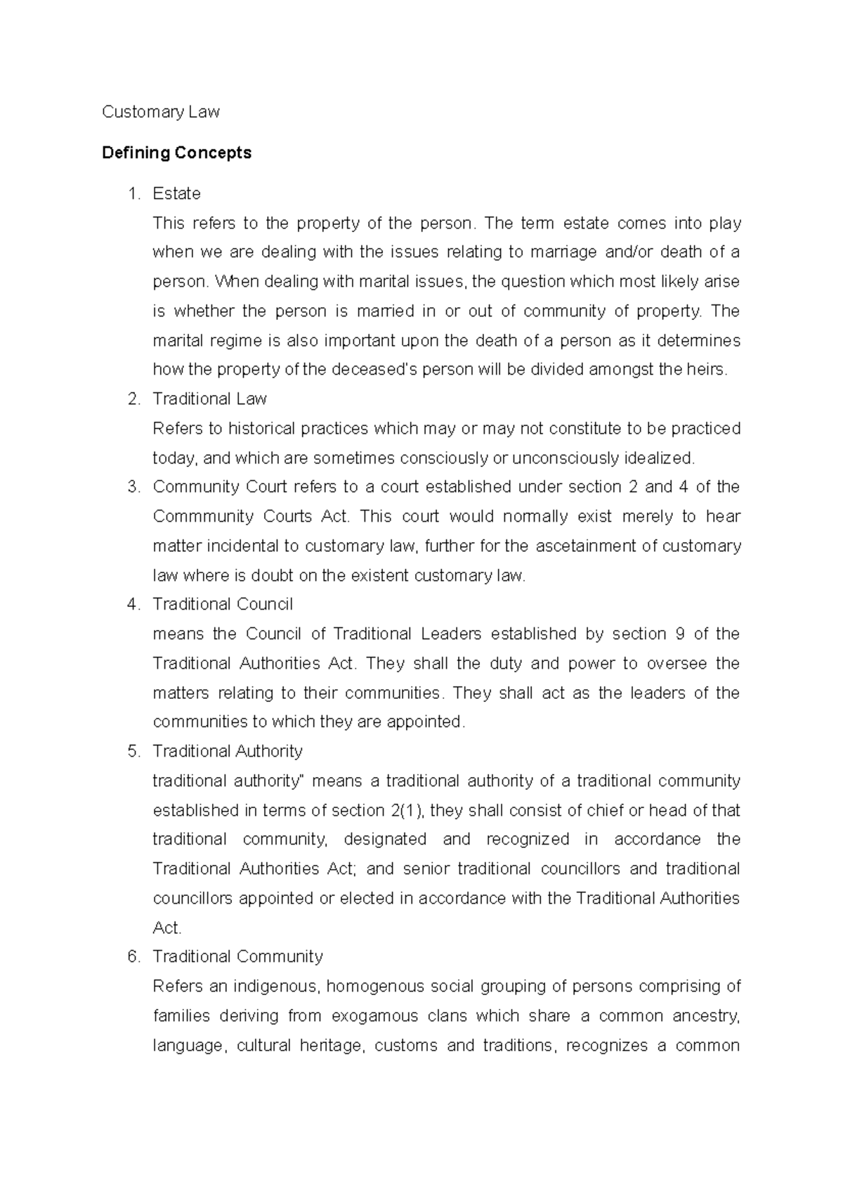 Customary Law 101: Comprehensive Exam Guide for CL 301 Students - Studocu