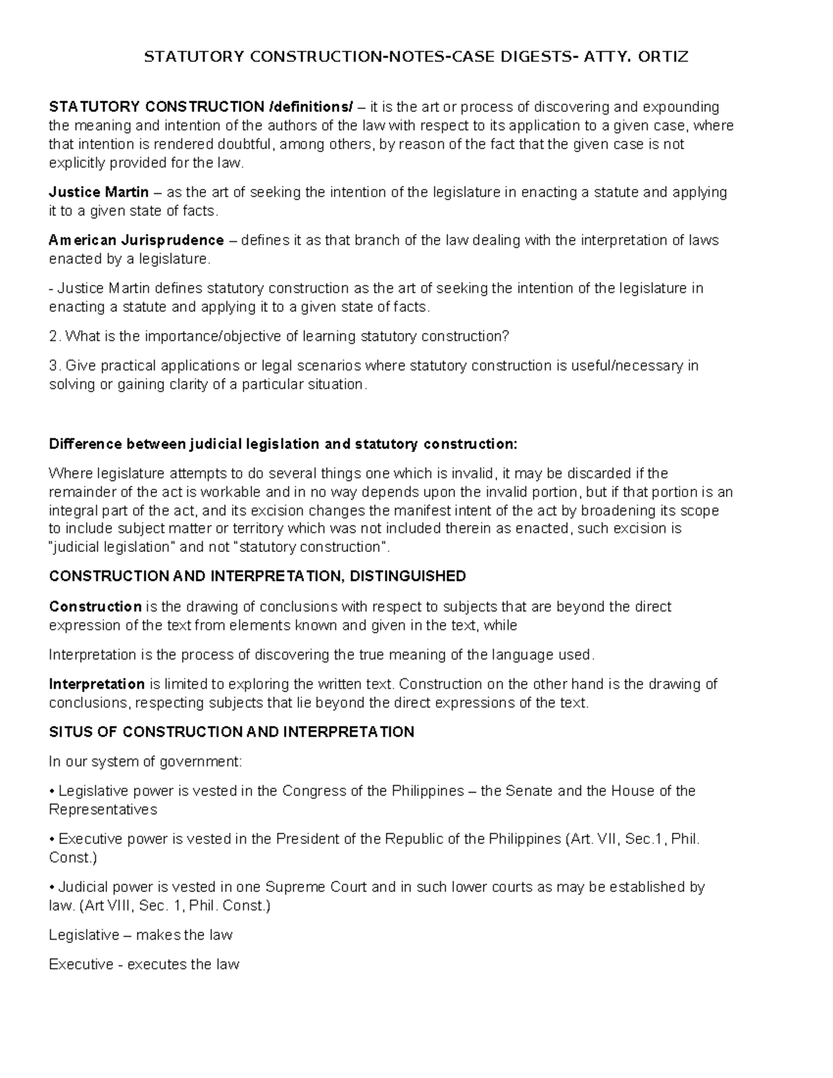 Statutory Construction - STATUTORY CONSTRUCTION /definitions/ – it is ...