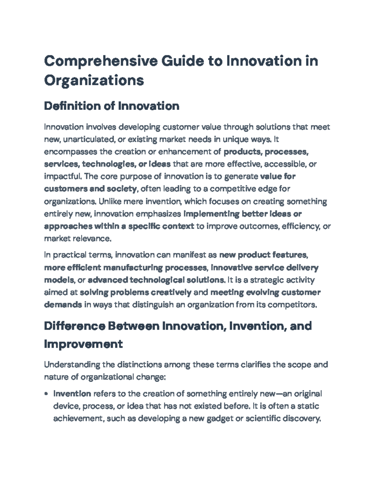 Comprehensive Overview of Innovation in Organizations - Comprehensive ...