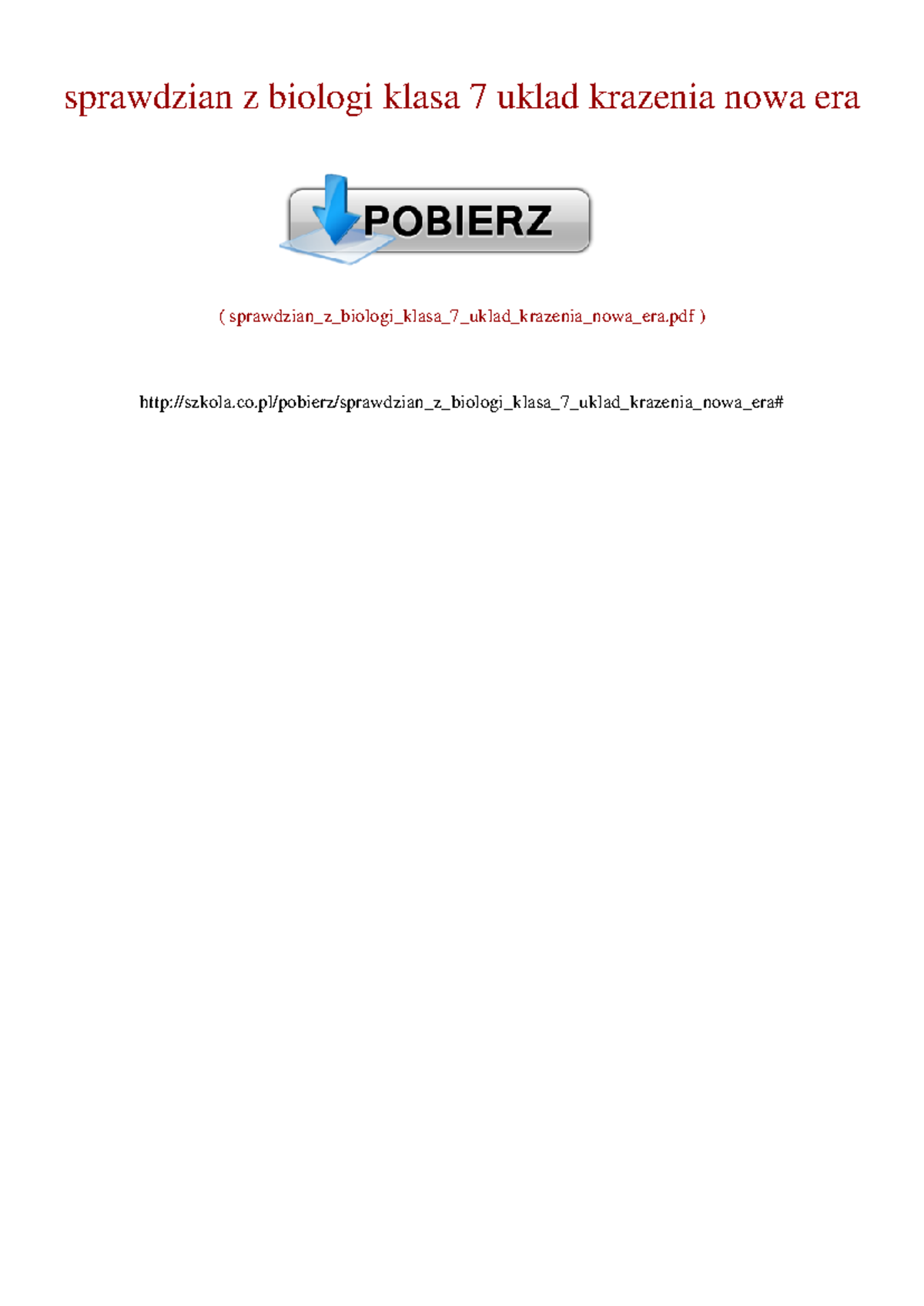 Sprawdzian Z Biologii Uklad Krazenia Nowa Era