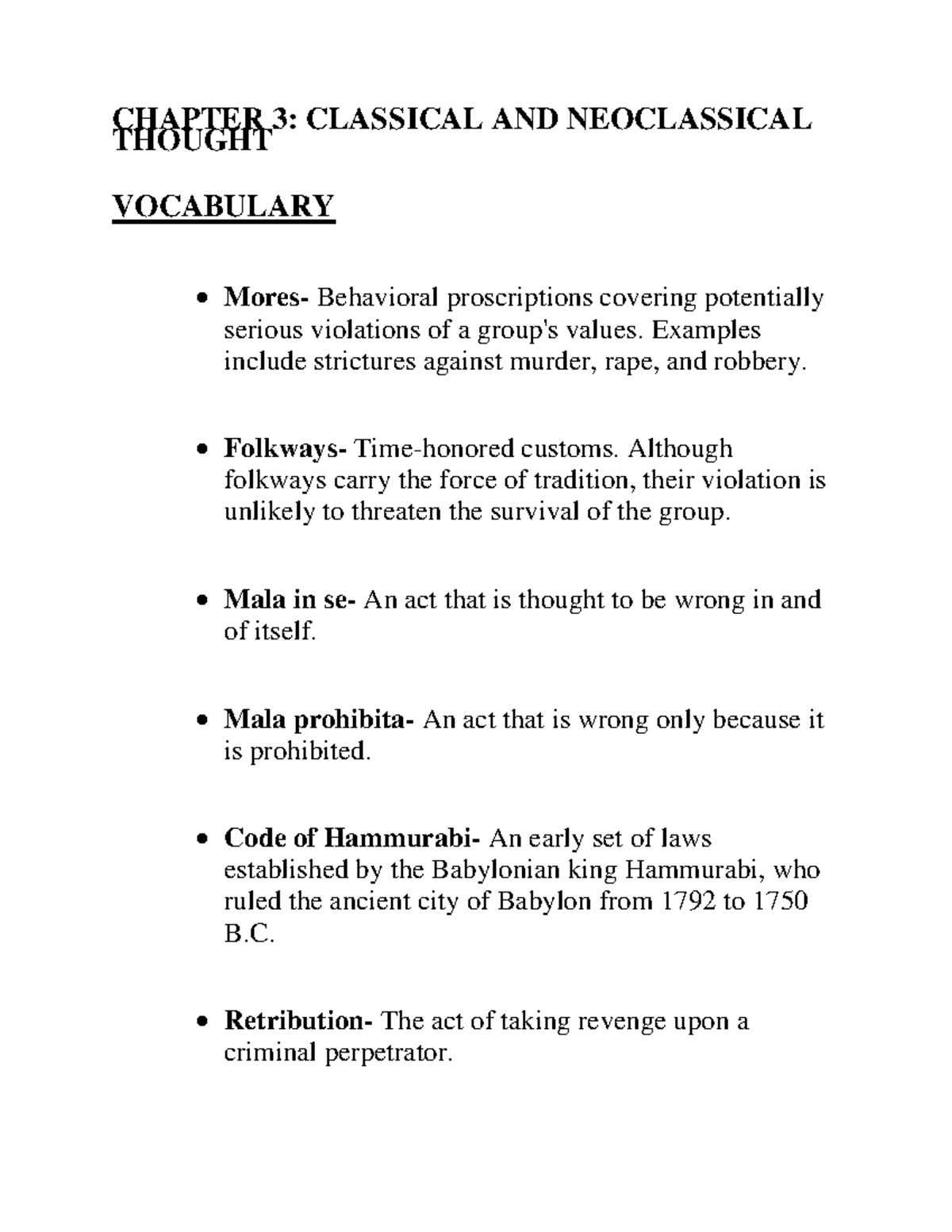 Chapter 3: Classical & Neoclassical Thought Insights and Key Terms ...
