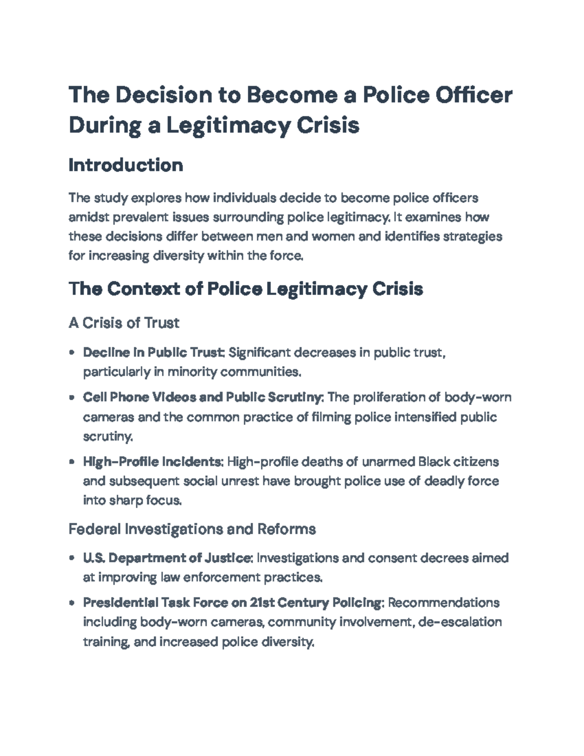 The Decision to Become a Police Officer Amidst Legitimacy Crisis - The ...