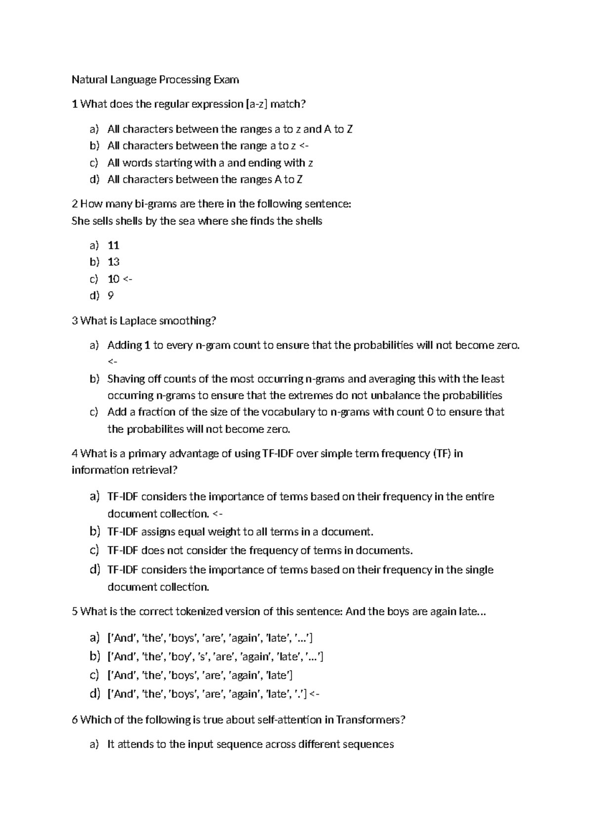 NLP 101 Final Exam: Key Concepts & Questions for Mastery - Studeersnel