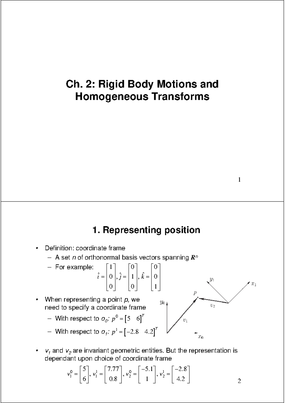 Xlec02 - Lecture Notes on Rigid Body Motions & Transforms - Studocu