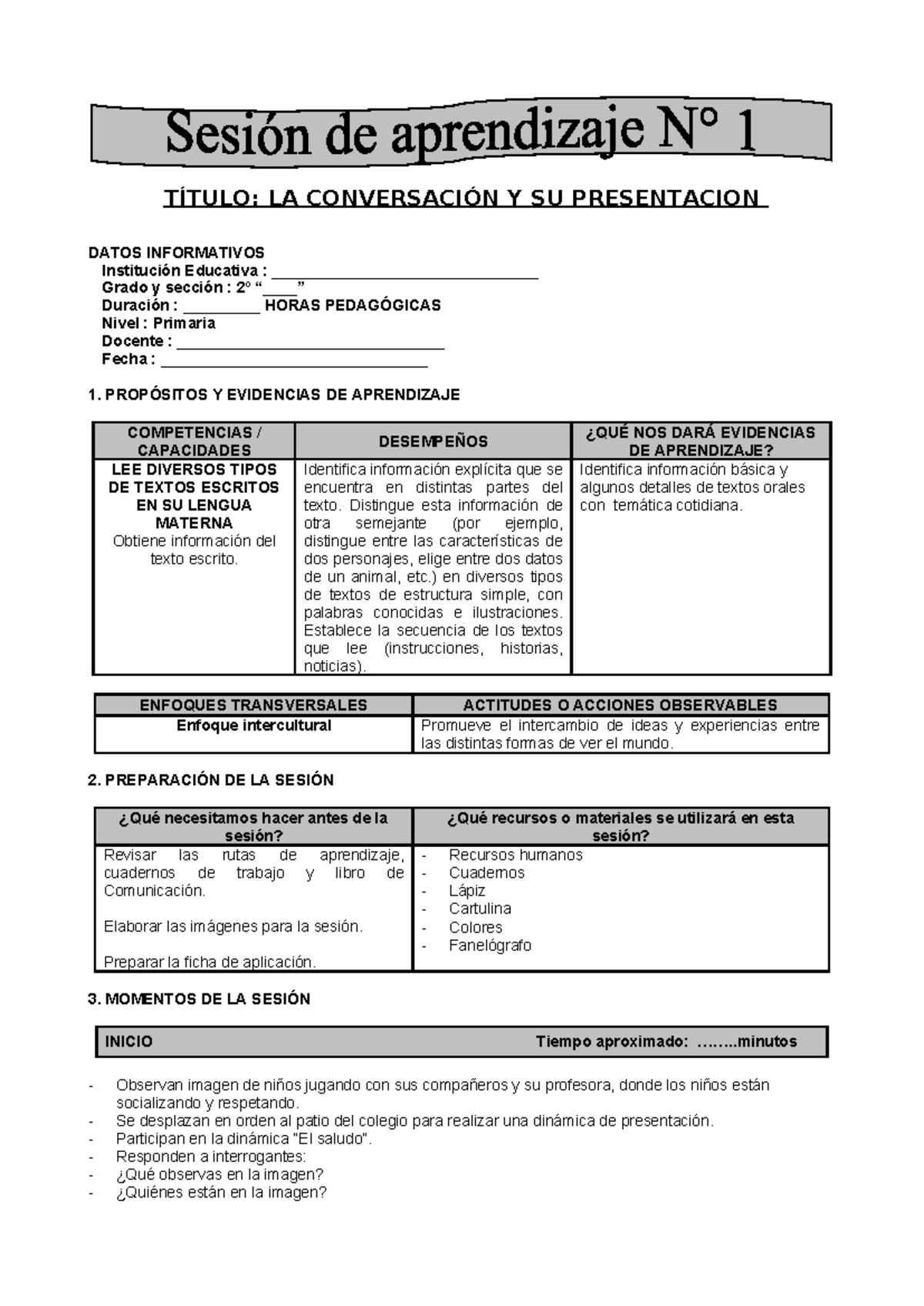 Sesiones de Aprendizaje para 2º Grado - Marzo - Studocu
