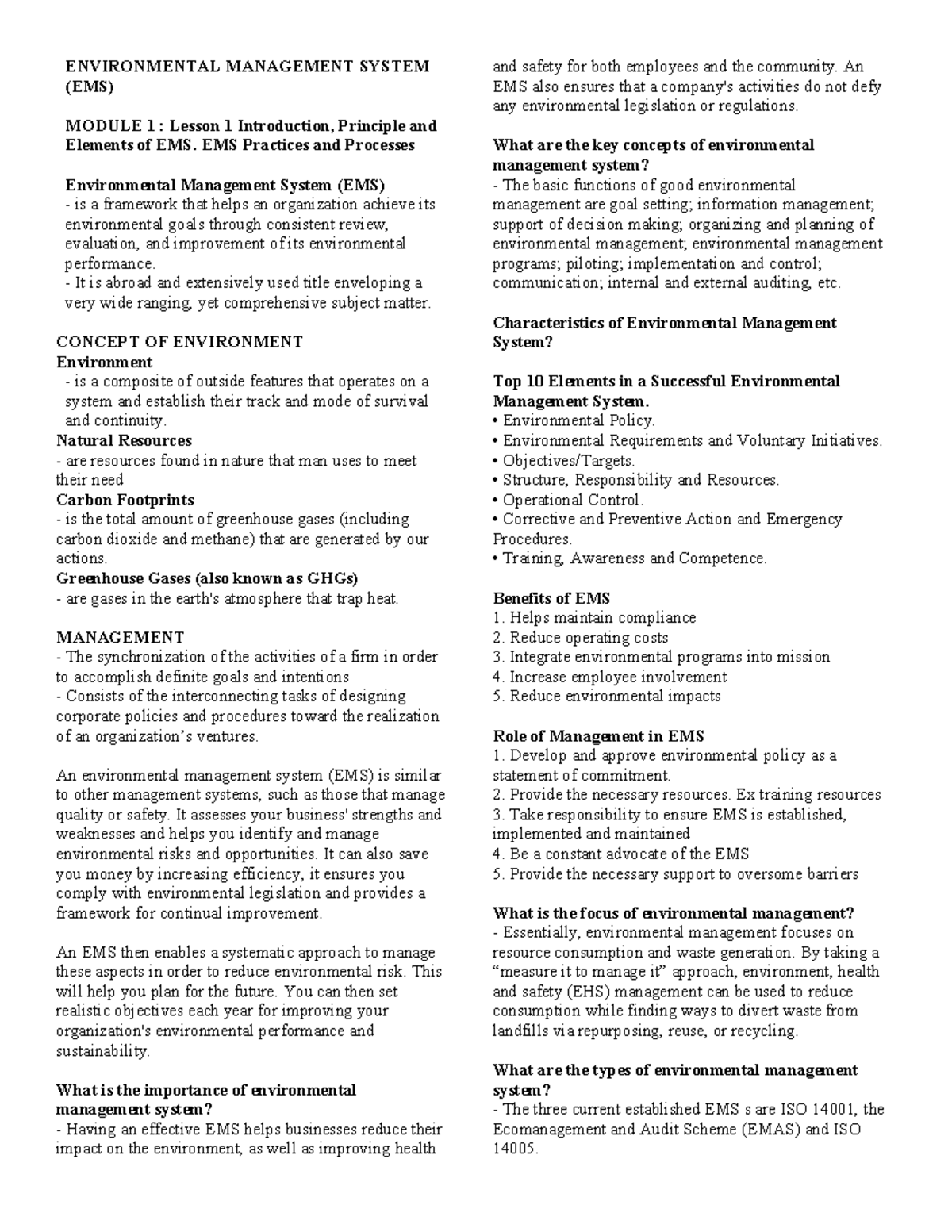EMS - Introduction to Environmental Management Systems and Concepts ...