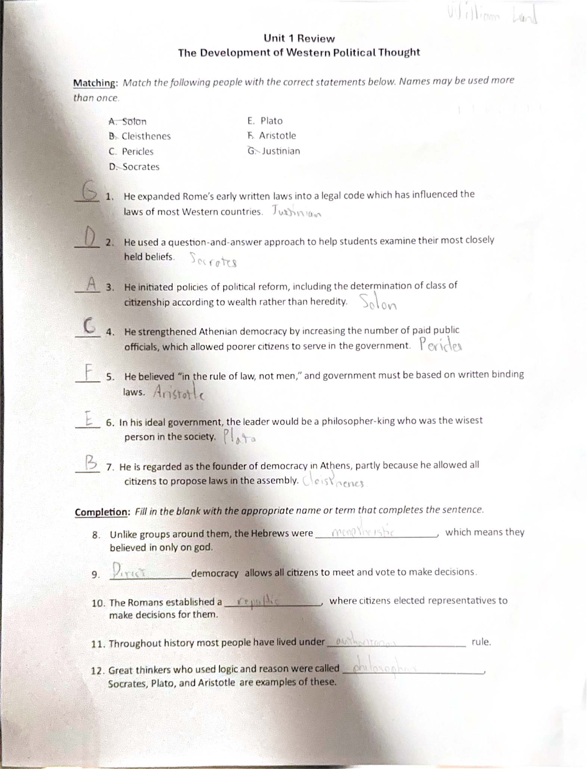 Final Exam Review for Course XYZ: Western Political Thought Insights ...