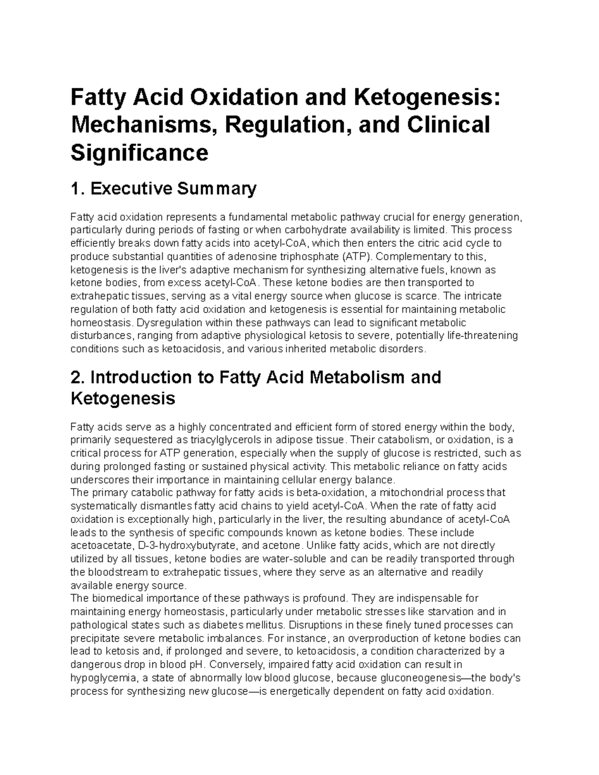 Fatty Acid Oxidation and Ketogenesis: Mechanisms and Clinical Insights ...