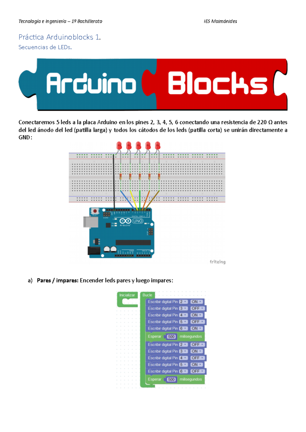 Práctica Arduino Blocks 1: Secuencias de LEDs - Tecnología IES ...